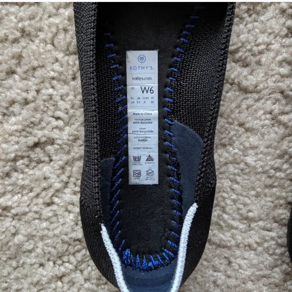 Rothy's Black Flats with Blue Accents - Picture 3 of 5